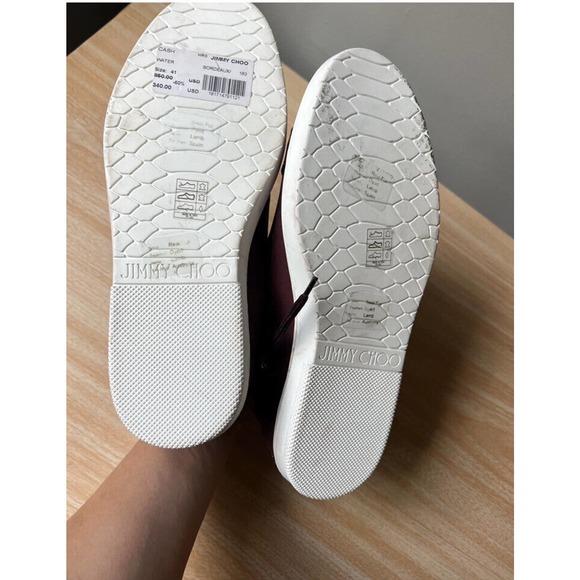 Jimmy Choo Star Studded Rabbit Fur Interior Bordeaux Suede Sneakers Metal Eyelet main image 4
